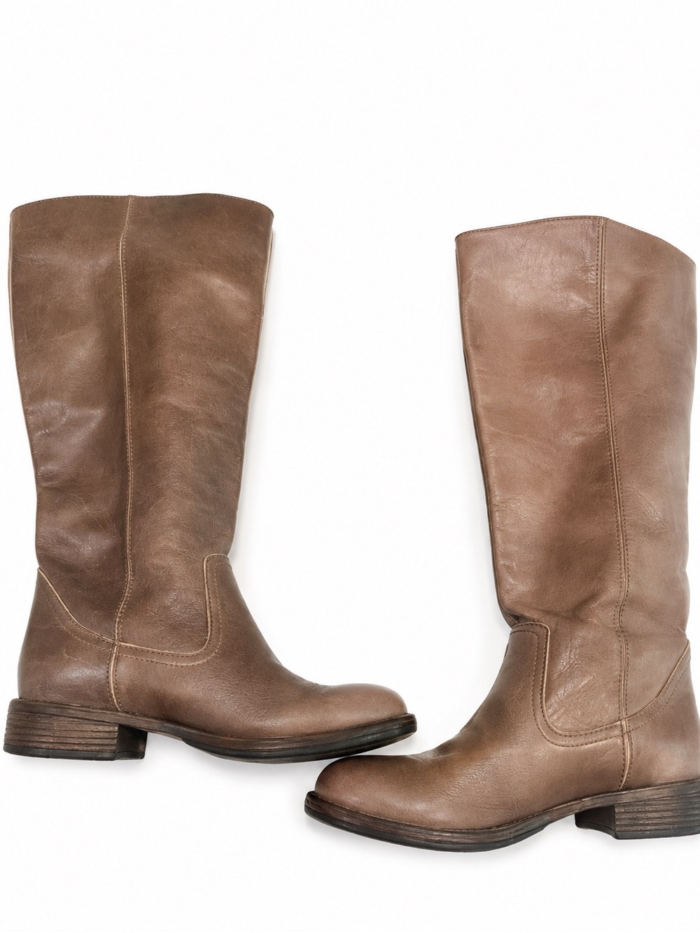 Target Women's Taupe Mid-Calf Genuine Leather Heeled Boots Vintage Mossimo